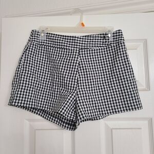 Wrapper Black and White Gingham High Waist Shorts